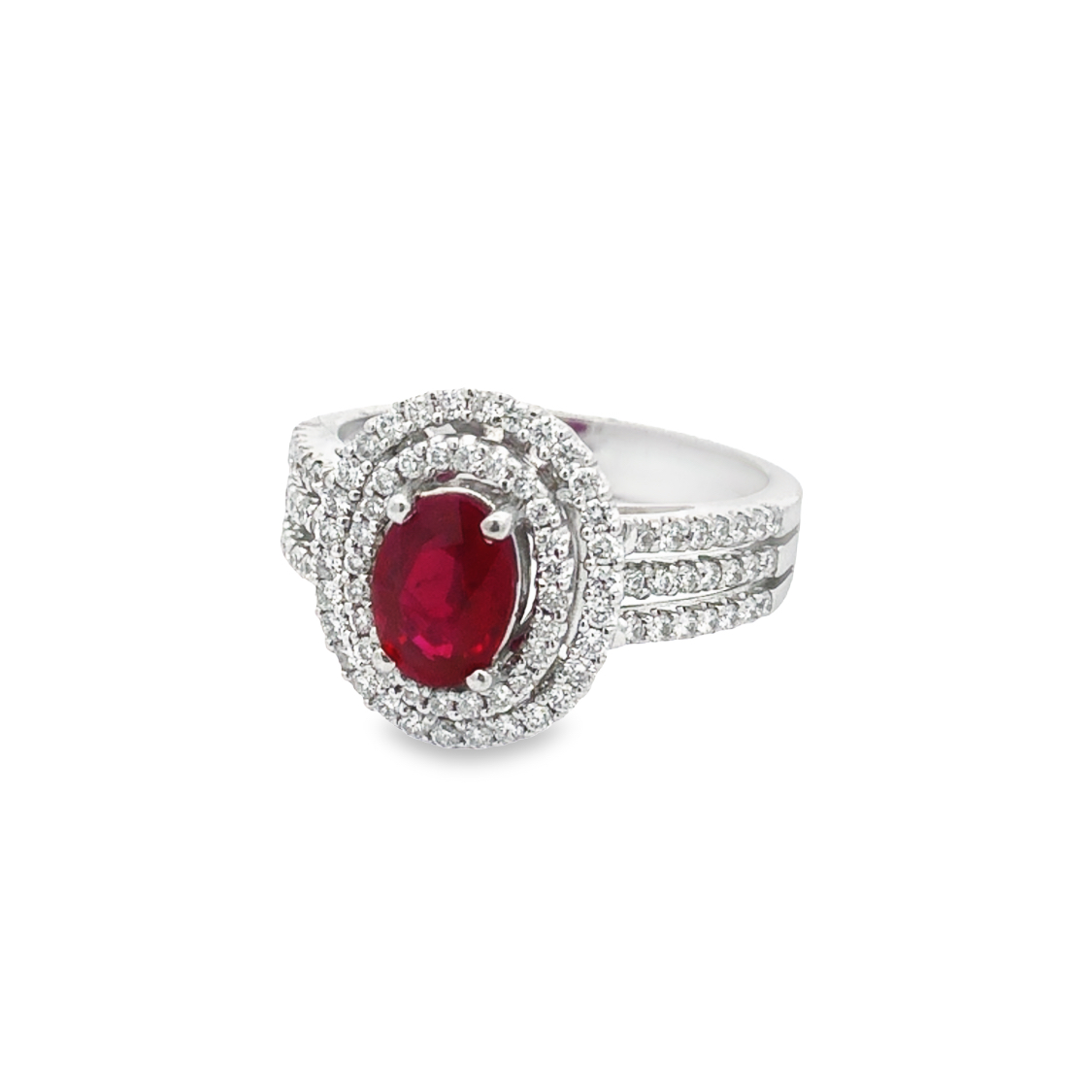 18K White Gold Ruby and Diamond Ring