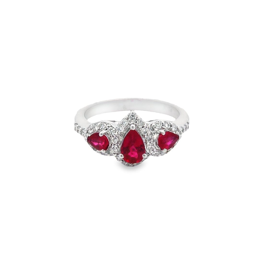 18K White Gold Ruby and Diamond Ring