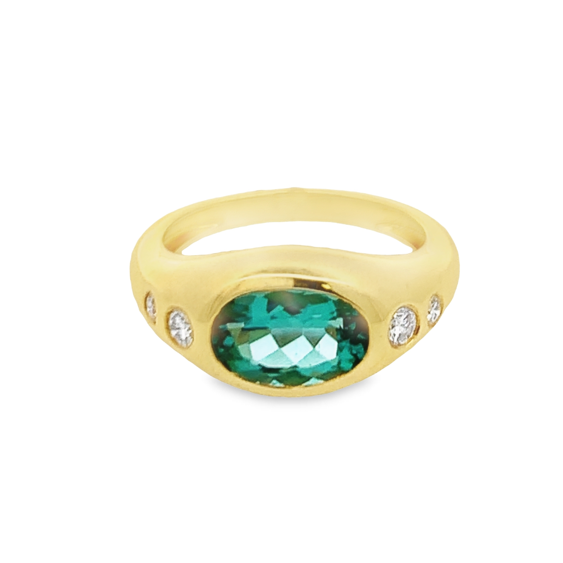 Lauren K 18K Yellow Gold Green Tourmaline and Diamond Ring