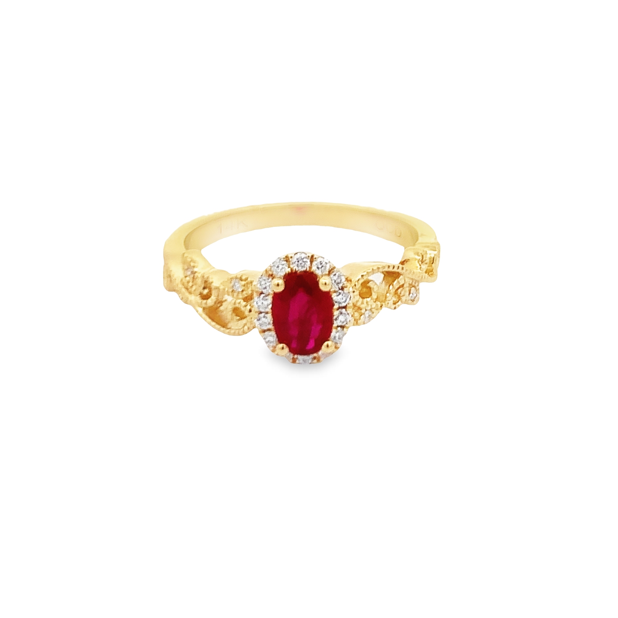 14K Yellow Gold Ruby Filigree Style Ring