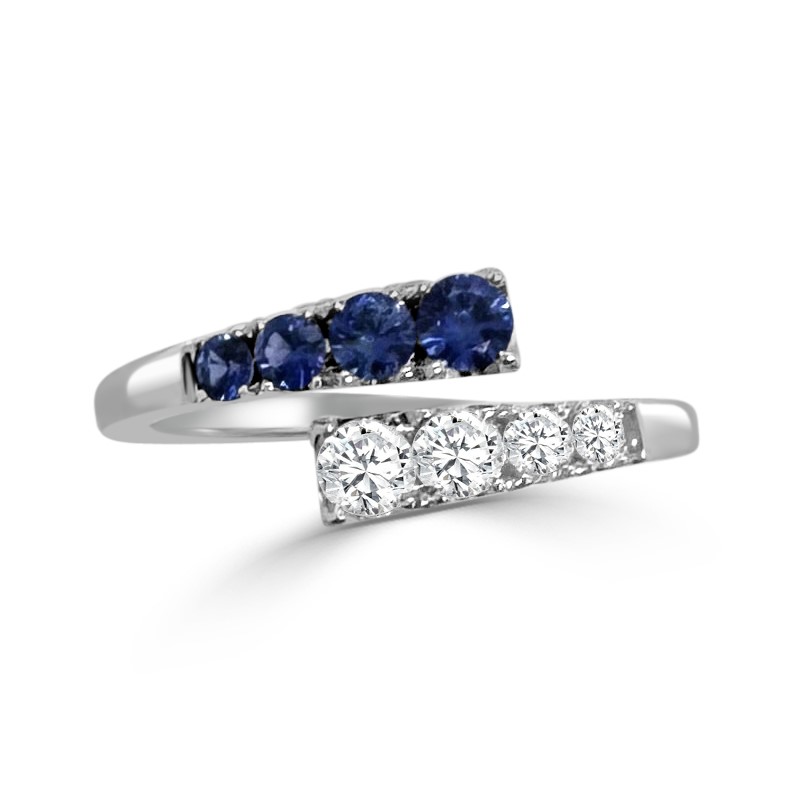 Frederic Sage 14K White Gold Sapphire and Diamond Bypass Ring