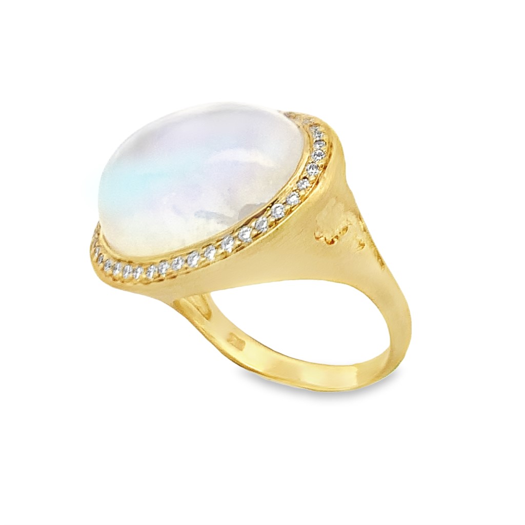 Lauren K 18K Yellow Gold Moonstone Halo Ring