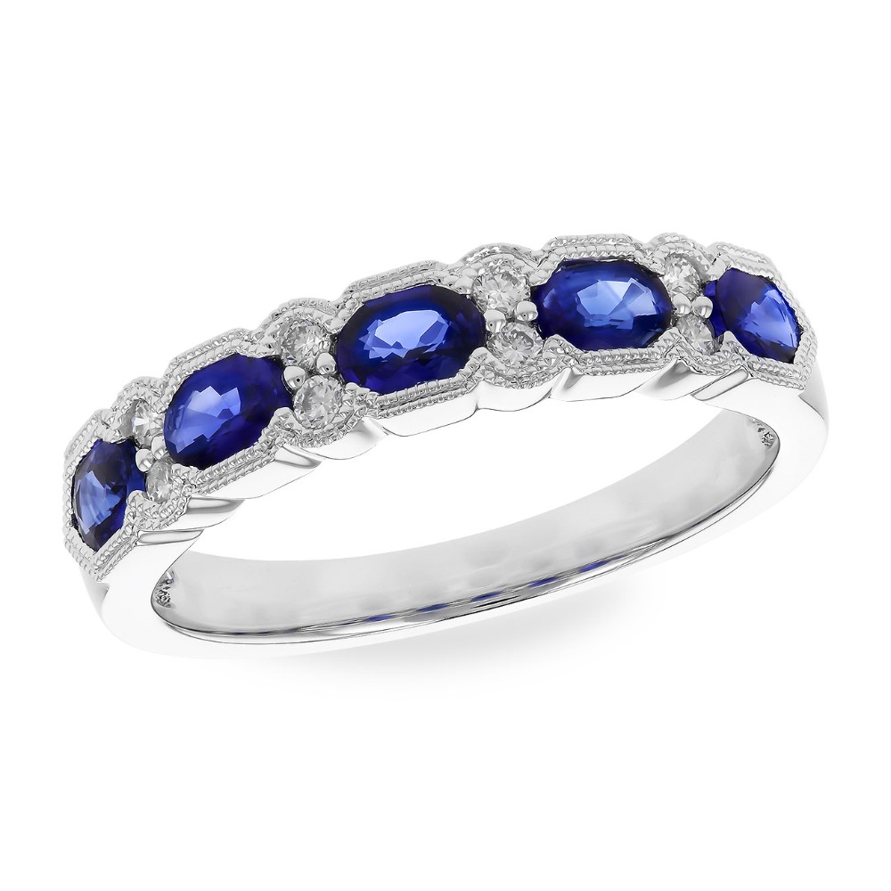 Allison Kaufman 14K White Gold Sapphire 5 Stone Ring