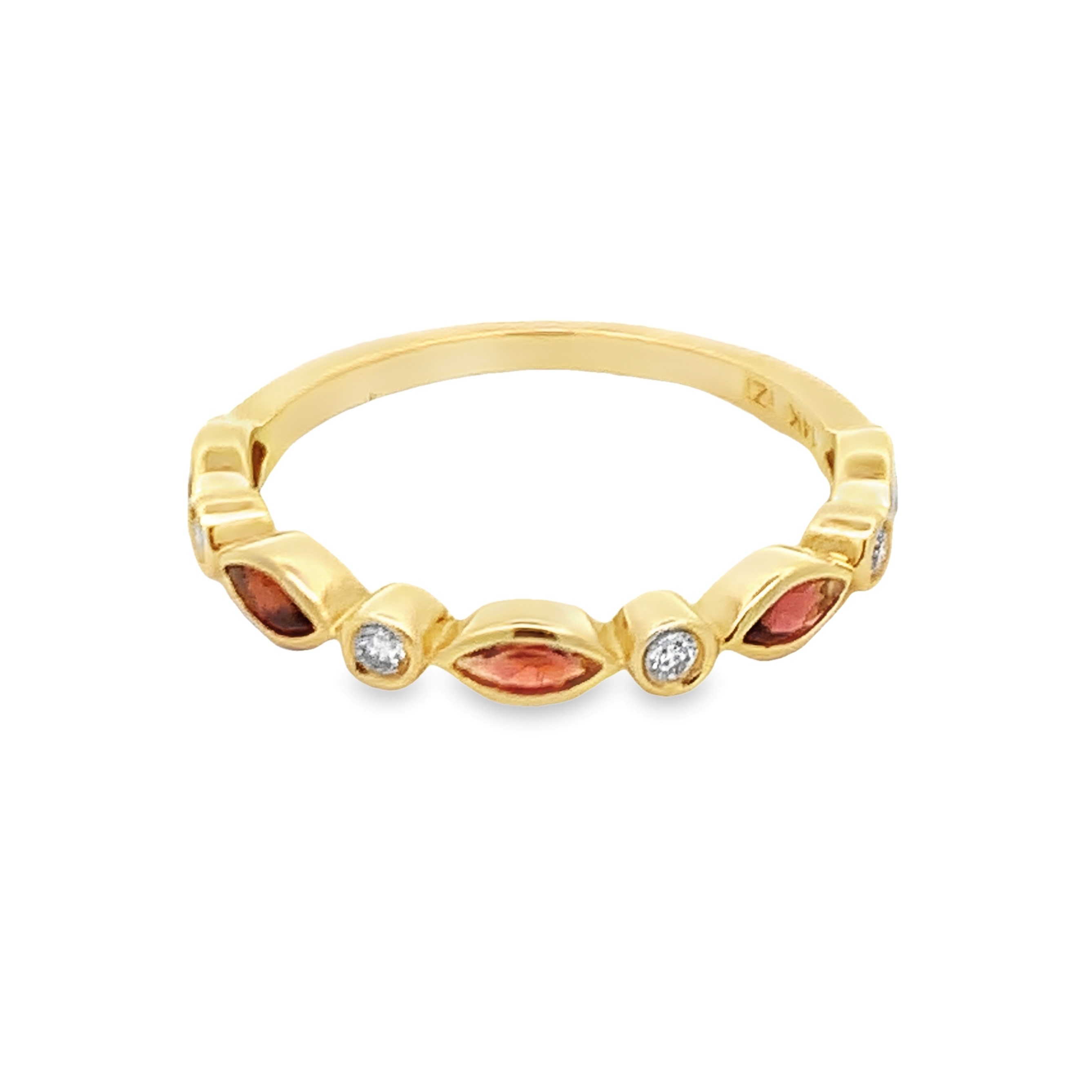 14K Yellow Gold Diamond and Garnet Anniversary Band