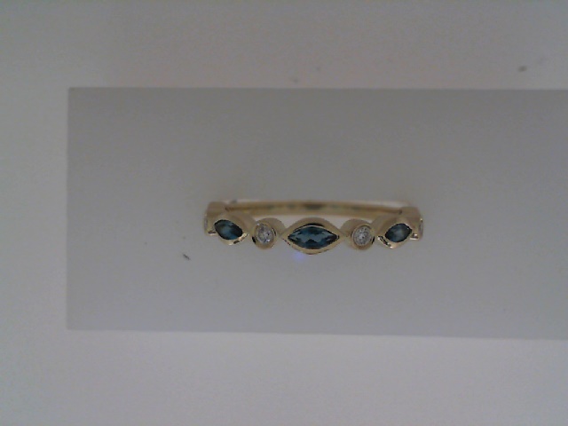 14K Yellow Gold Diamond and Blue Topaz Anniversary Band