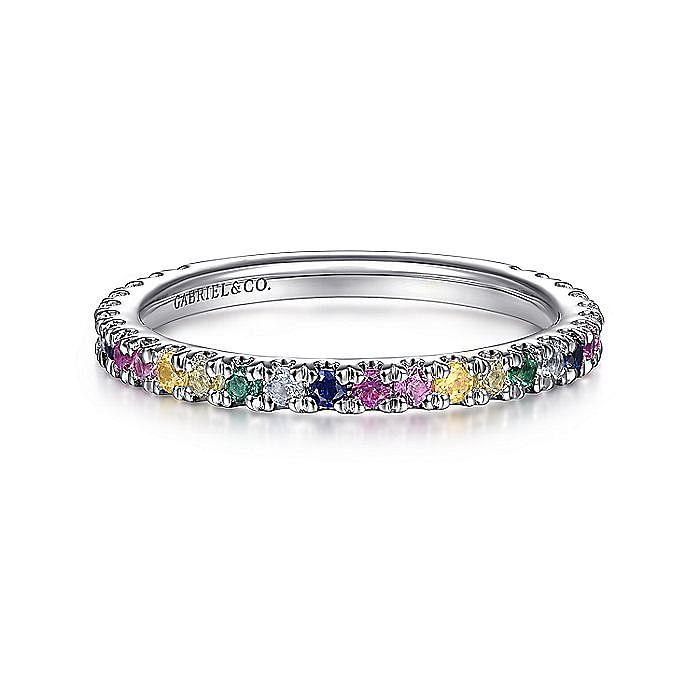 Gabriel & Co. 14K White Gold Rainbow Anniversary Band