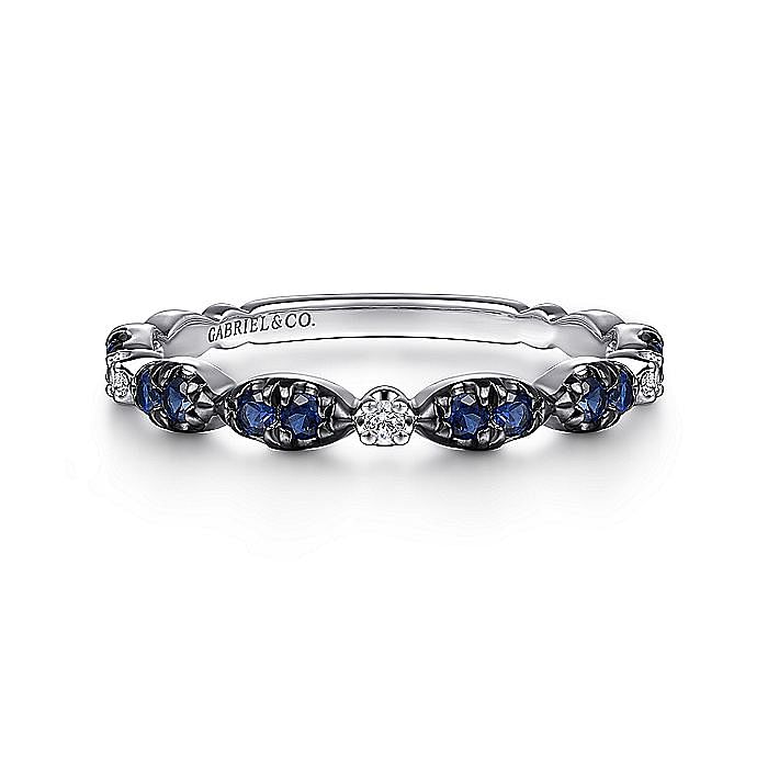 Gabriel & Co. 14K White Gold Sapphire and Diamond Anniversary Band