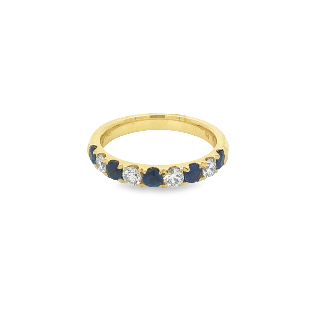 18K Yellow Gold Sapphire and Diamond Anniversary Band