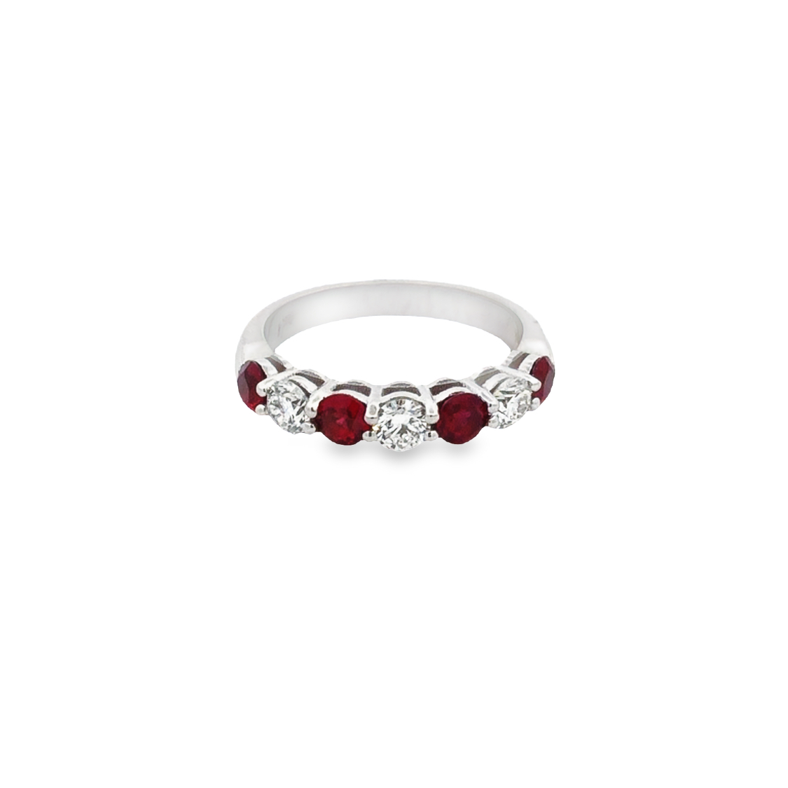 18K White Gold Ruby and Diamond Anniversary Band