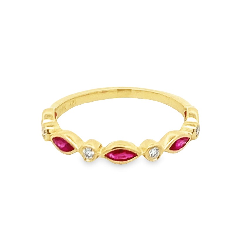 14K Yellow Gold Ruby and Diamond Anniversary Band