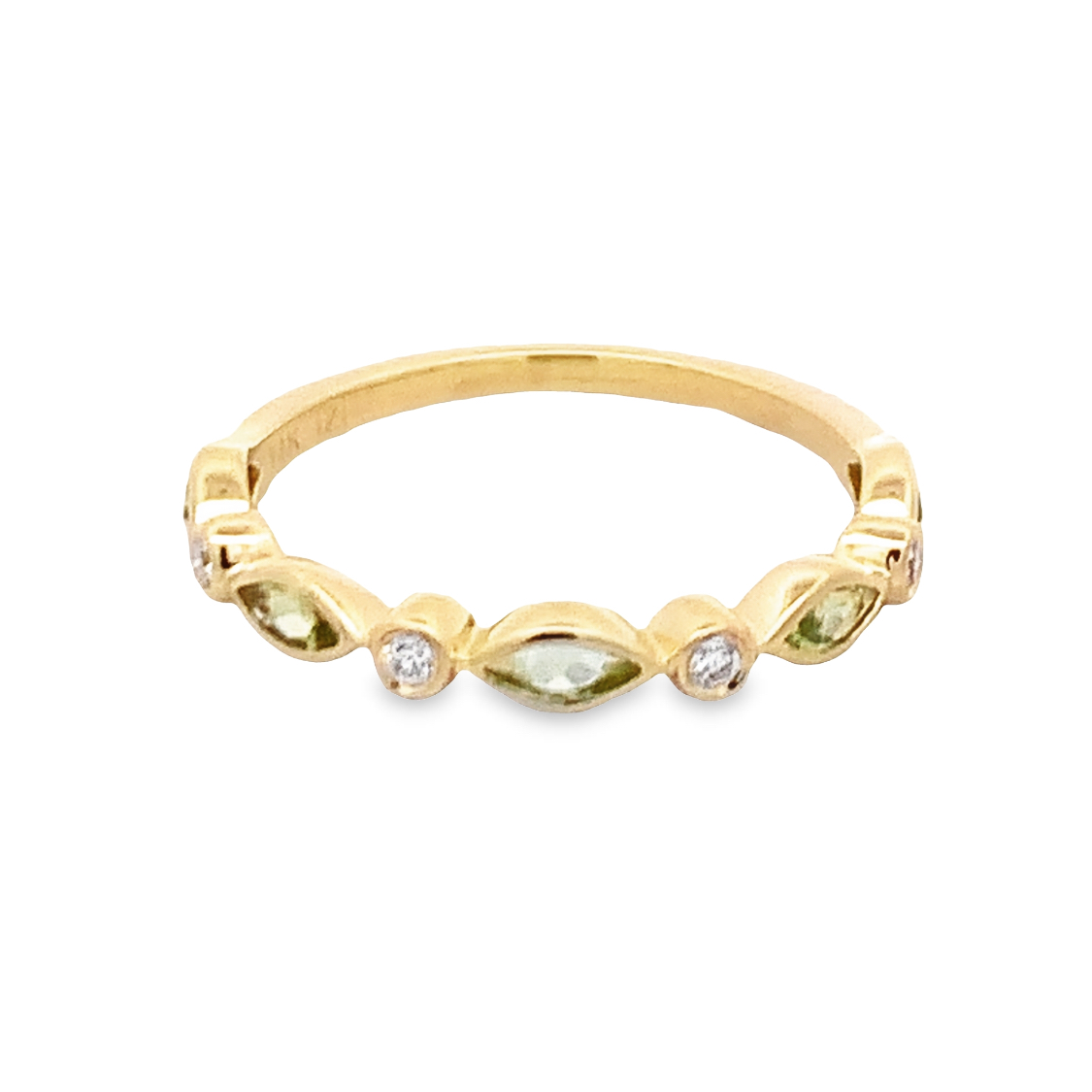 14K Yellow Gold Peridot and Diamond Anniversary Band