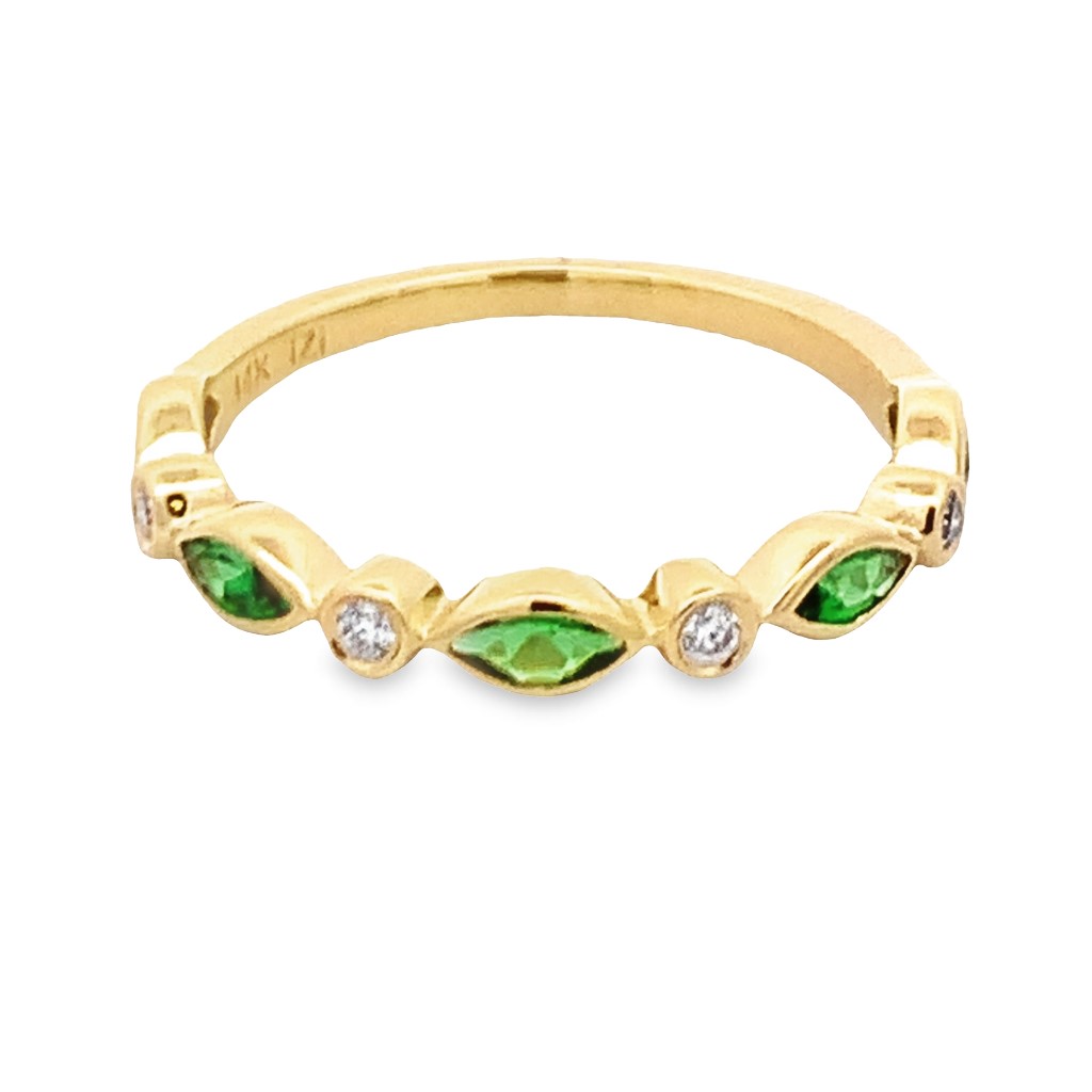 14K Yellow Gold Tsavorite and Diamond Anniversary Band