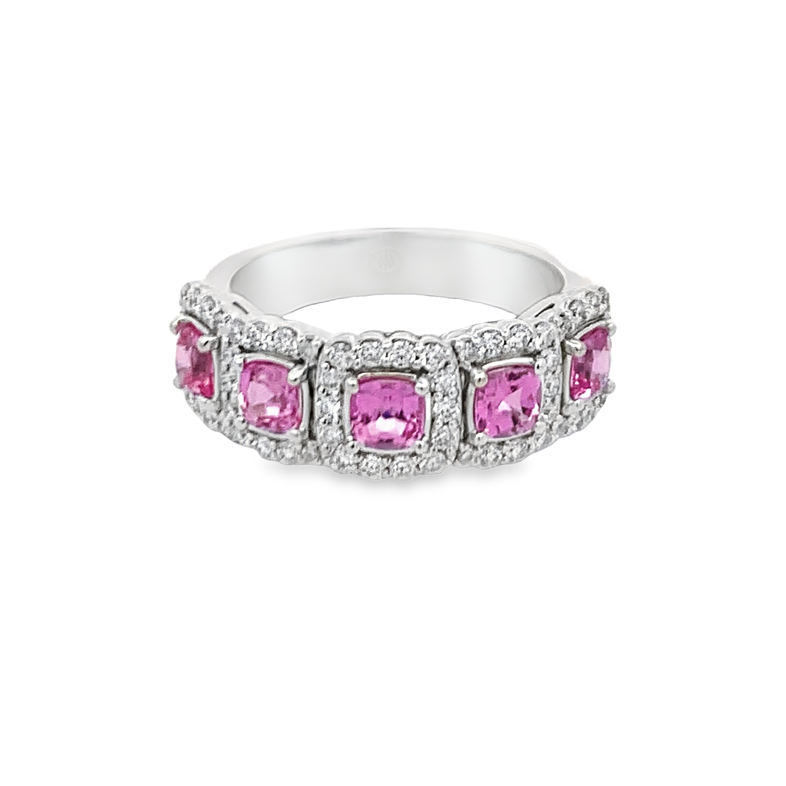 Christopher Designs 14K White Gold Pink Sapphire Half Anniversary Ring