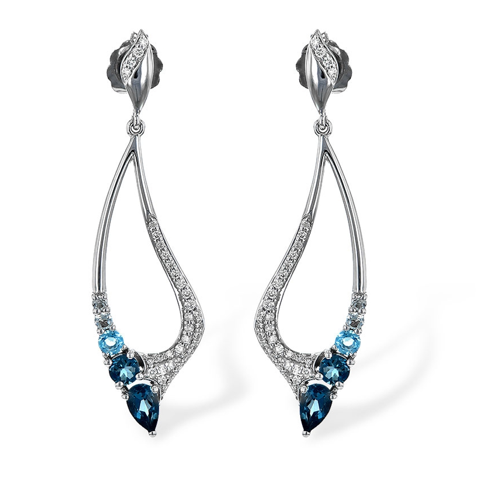 Allison Kaufman 14K White Gold Earrings with 6 Blue Topaz