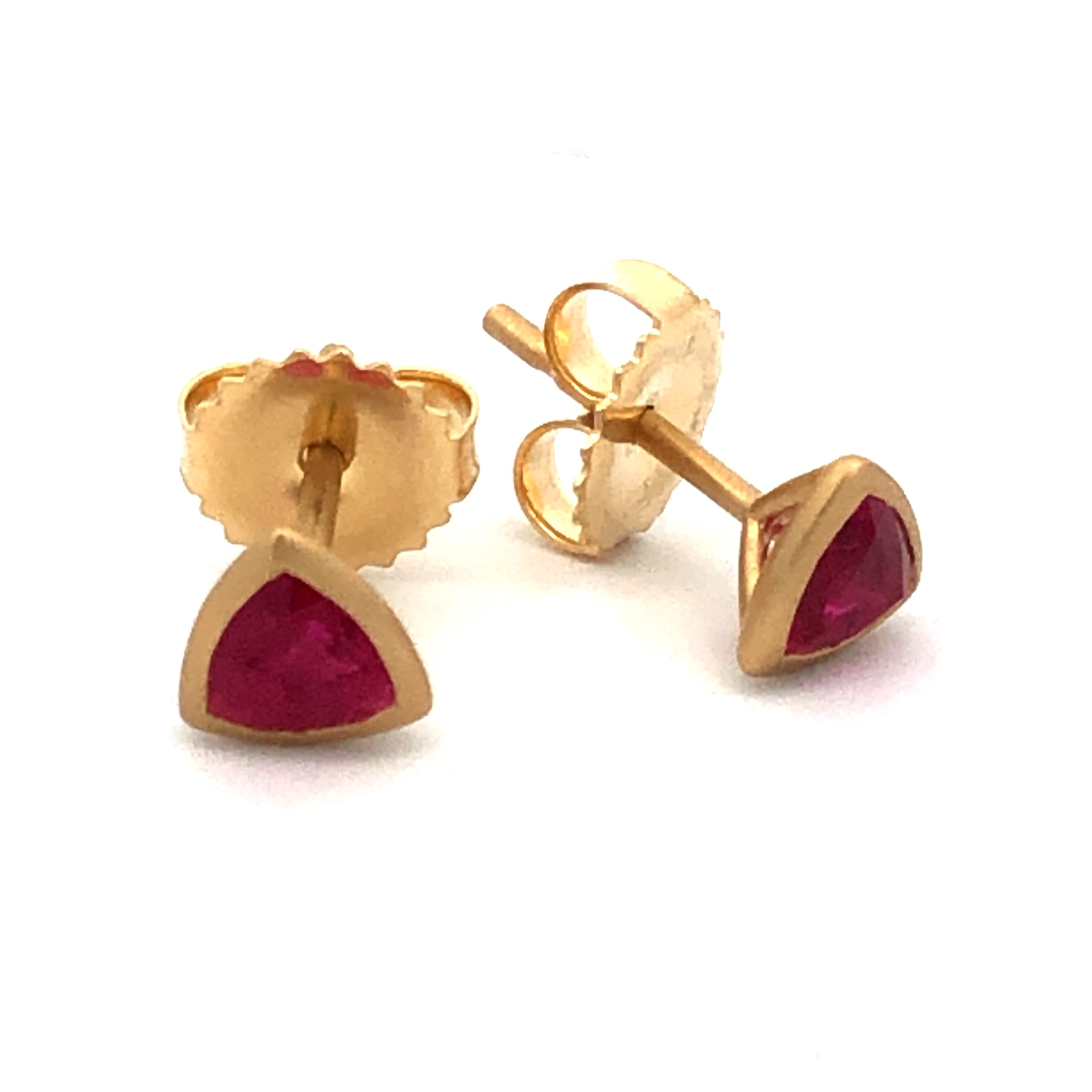Kimberly Collins 18K Yellow Gold Ruby Bezel Studs