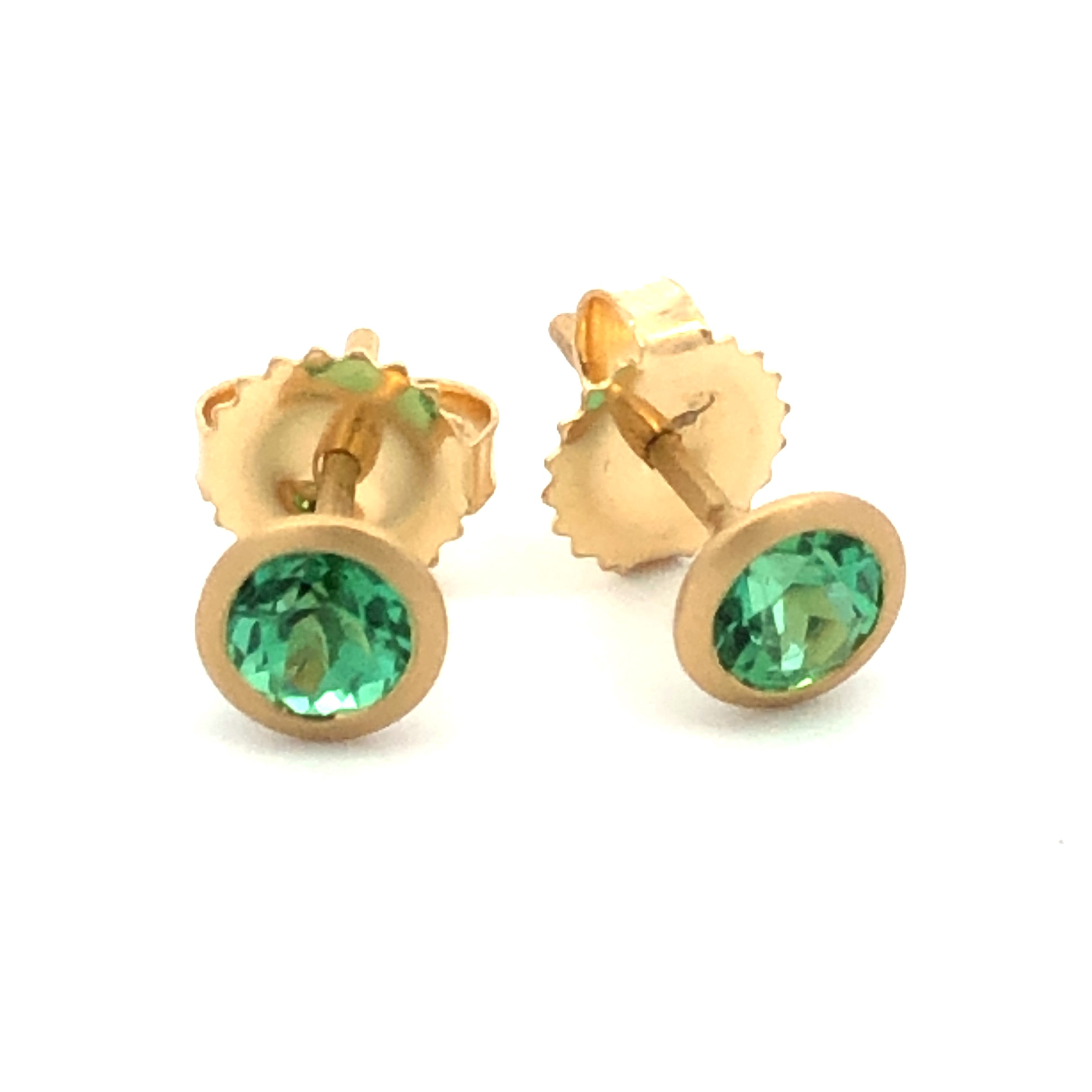 Shop Round Shaped Green Stone Gold Earrings | Parakkat Jewels