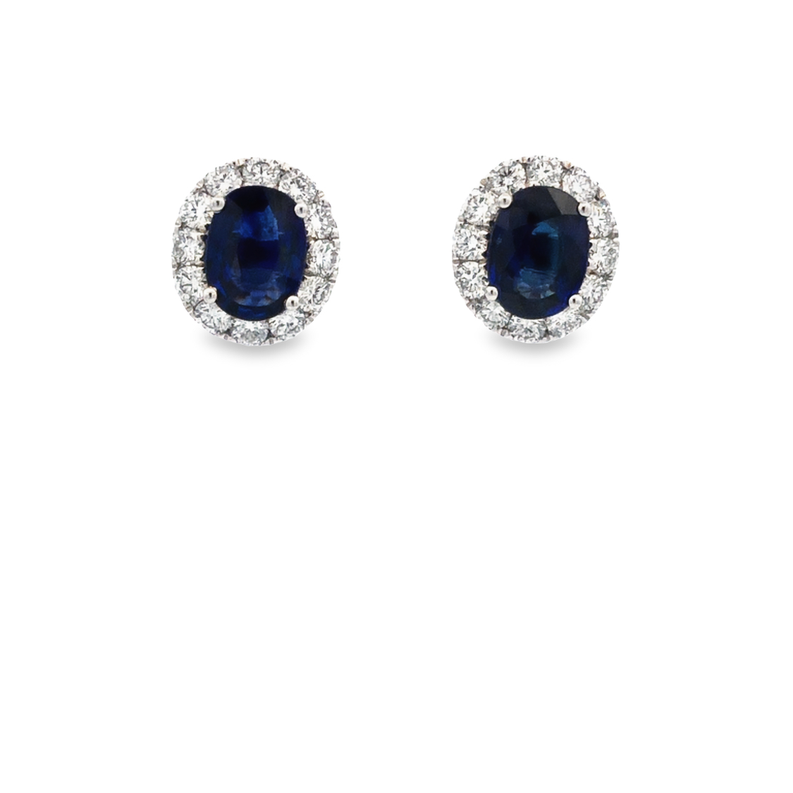 18K White Gold Sapphire and Diamond Stud Earrings