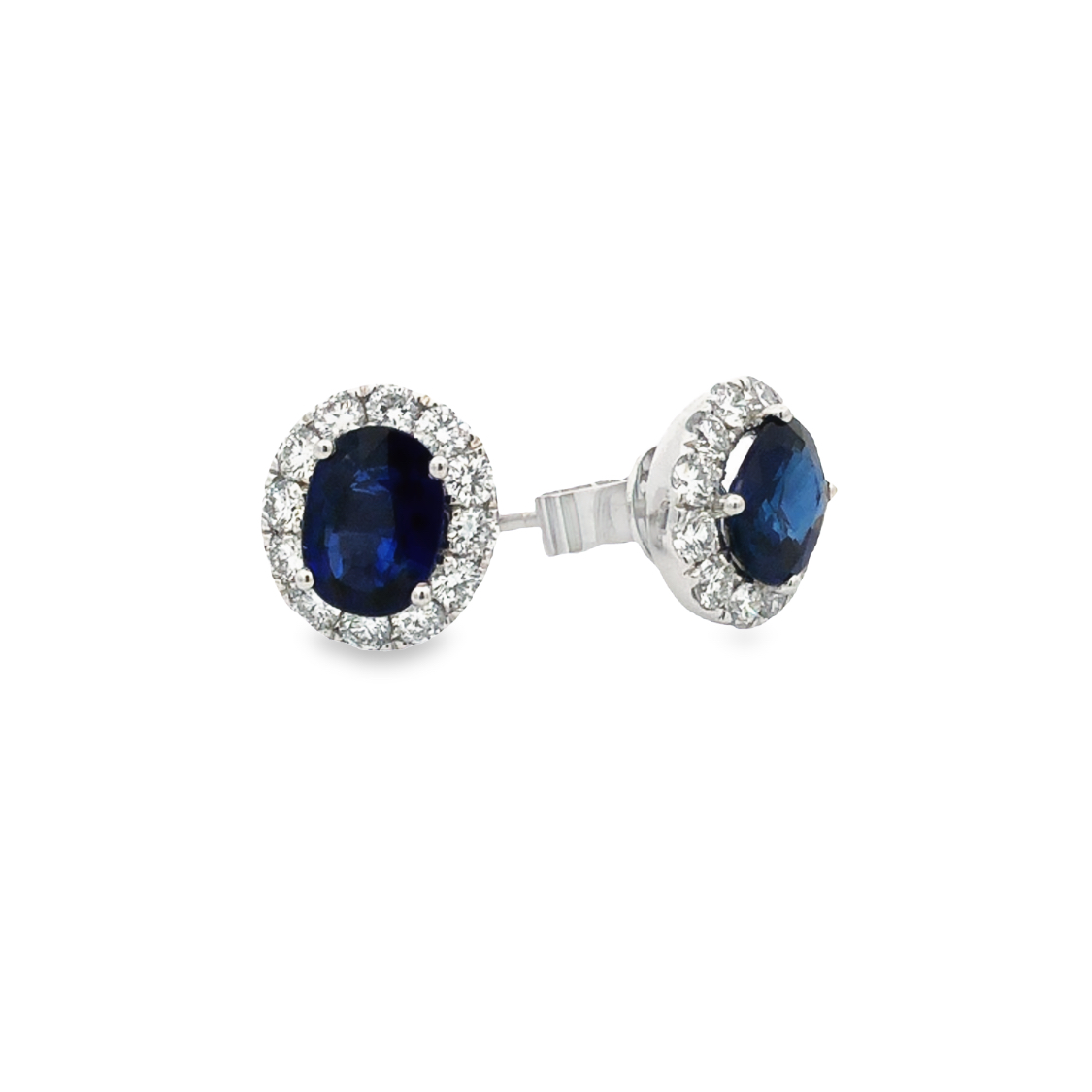 18K White Gold Sapphire and Diamond Stud Earrings