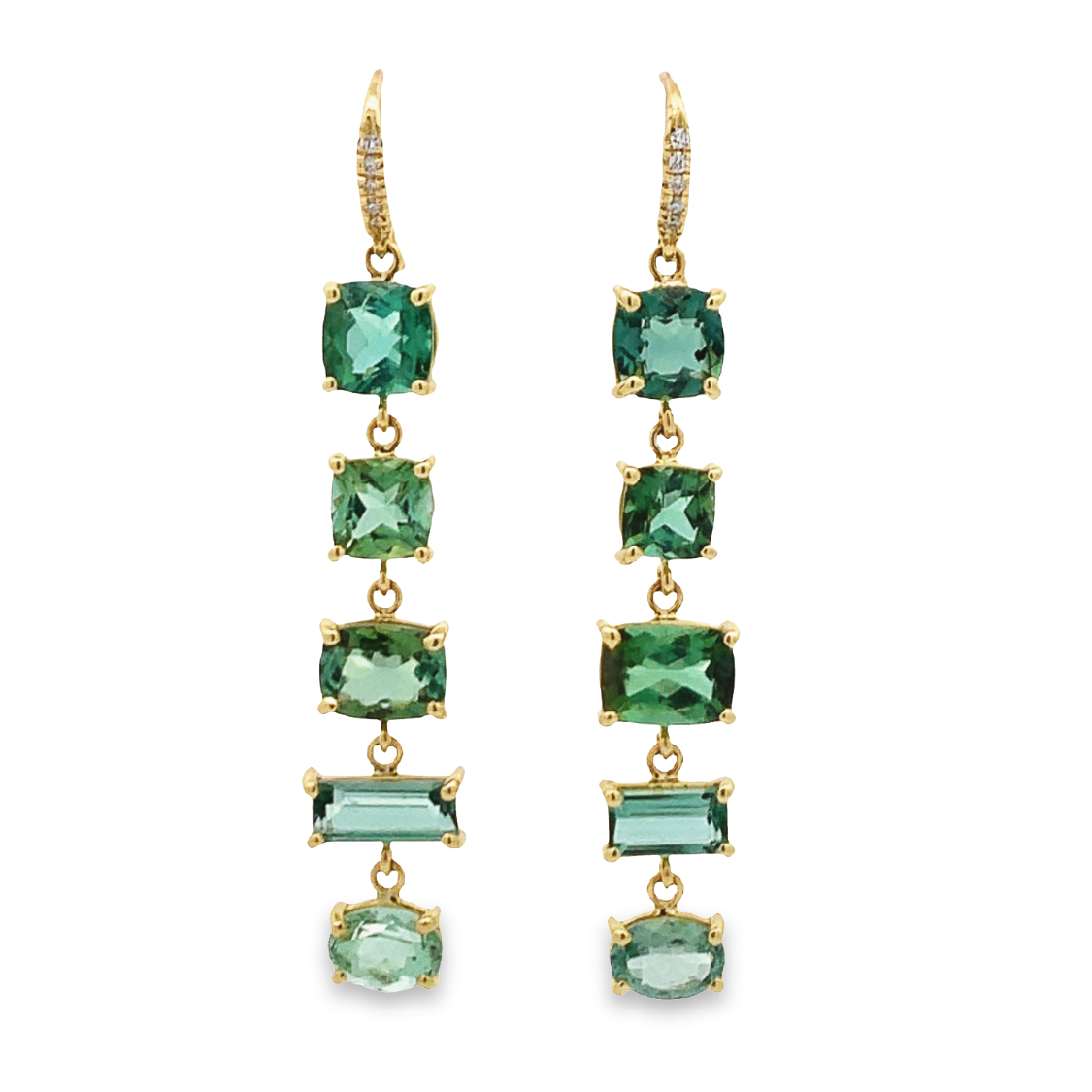 Lauren K 18K Yellow Gold Mixed Shape Green Tourmaline Dangling Earrings