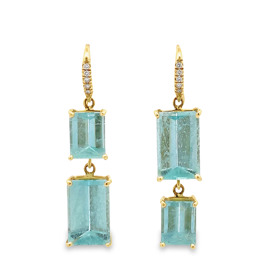 Lauren K 18K Yellow Gold Hi-Lo Aquamarine Dangling Earrings
