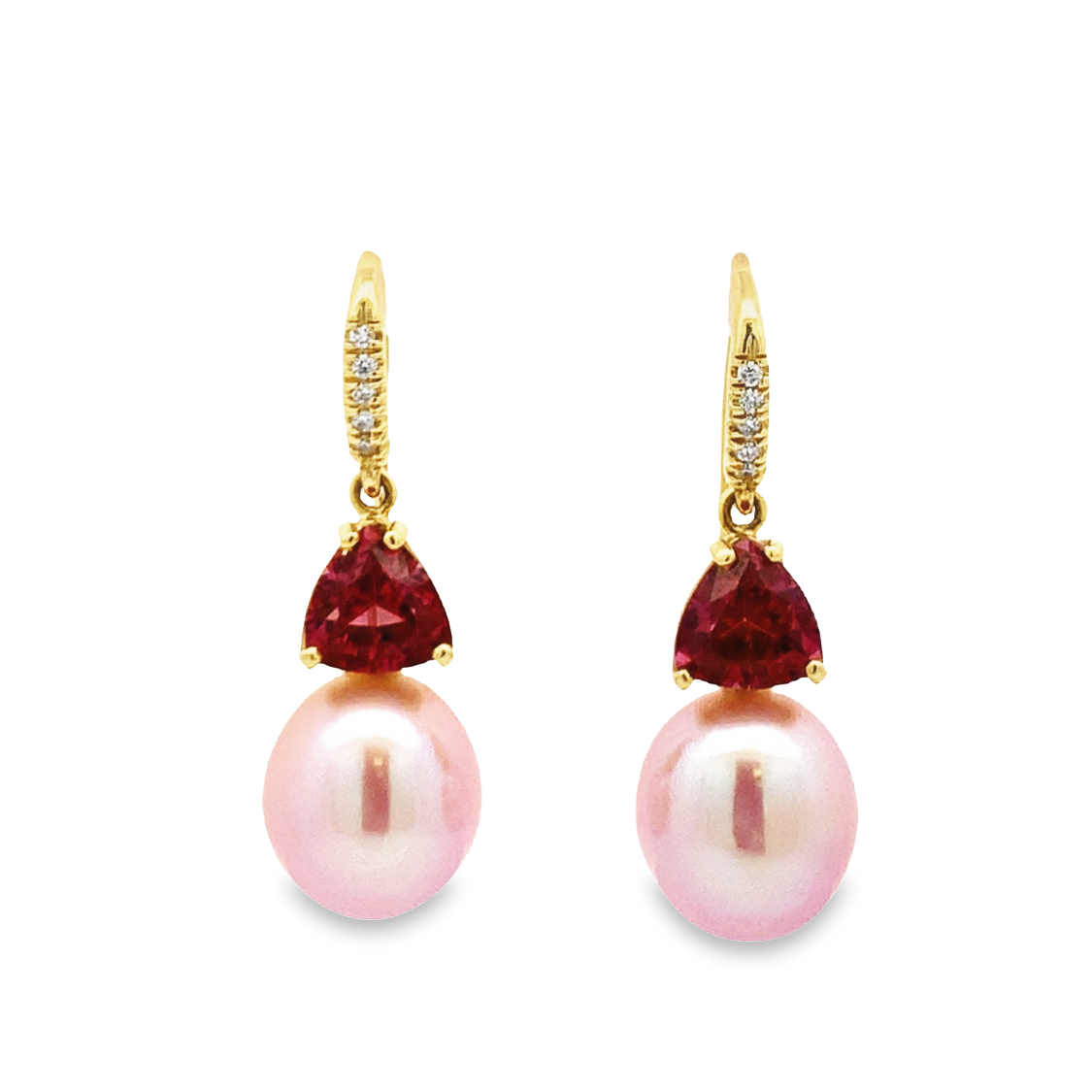 Lauren K 18K Yellow Gold Garnet and Pink Pearl Earrings