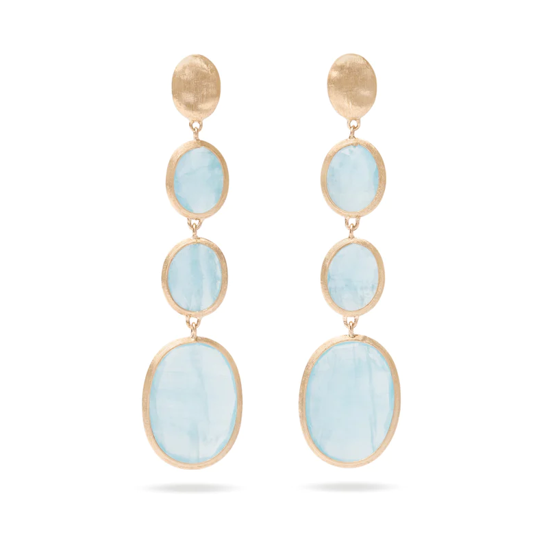 Marco Bicego 18K Yellow Gold Siviglia Collection Aquamarine Four Drop Earrings