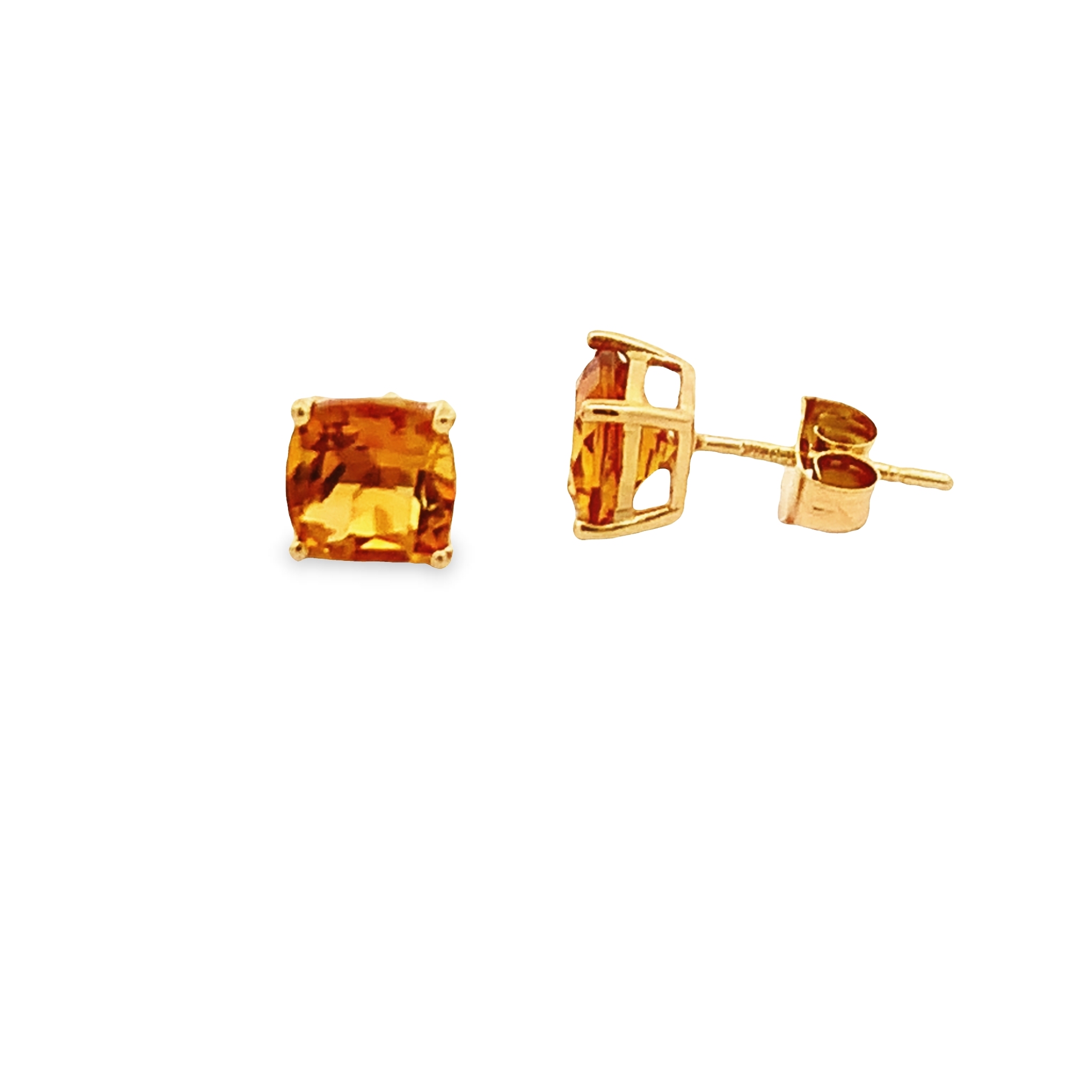 14K Yellow Gold Citrine Stud Earrings