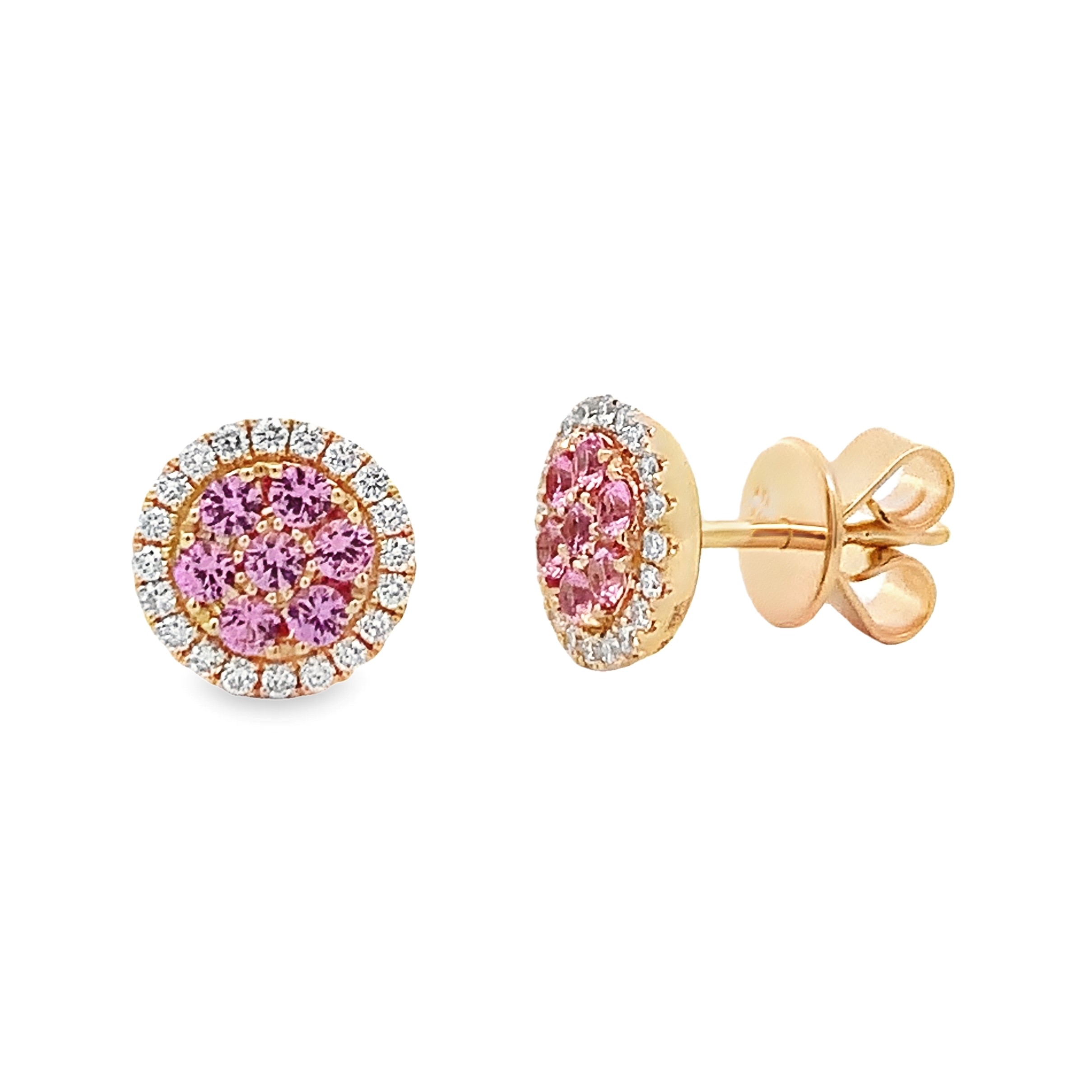 Frederic Sage 14K Yellow Gold Pink Sapphire Cluster Earrings