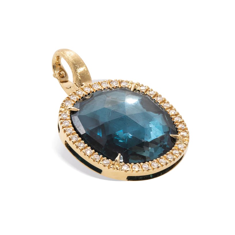 Marco Bicego 18K Yellow Gold London Blue Topaz and Diamond Jaipur Pendant