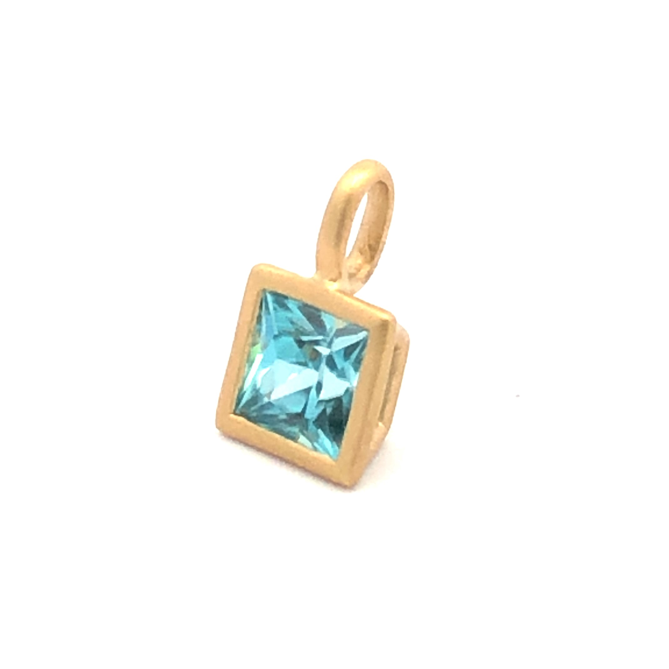 Kimberly Collins 18K Yellow Gold Blue Zircon Bezel Pendant