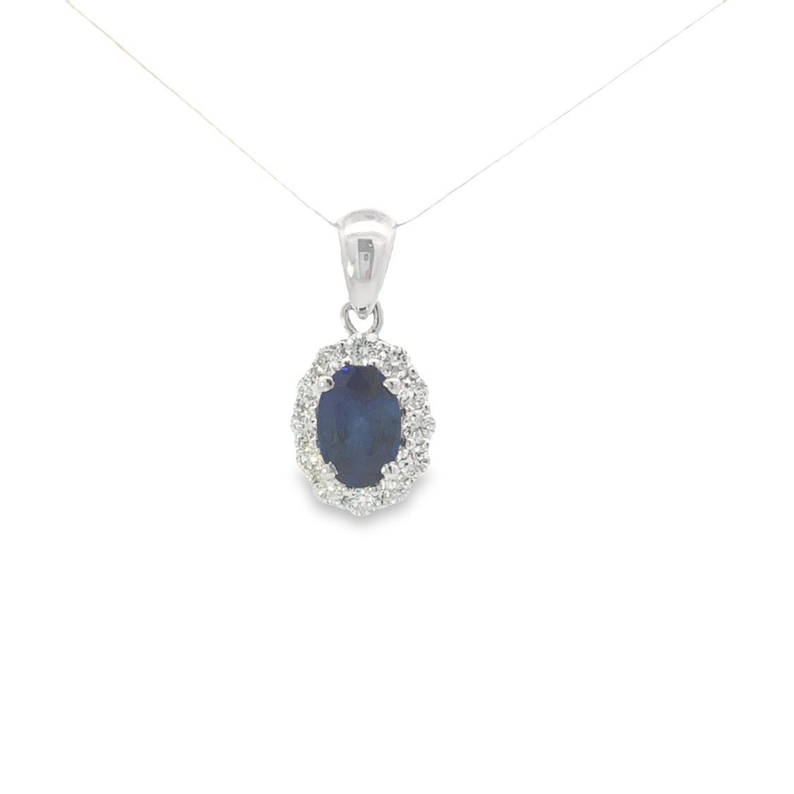 18K White Gold Sapphire and Diamond Pendant