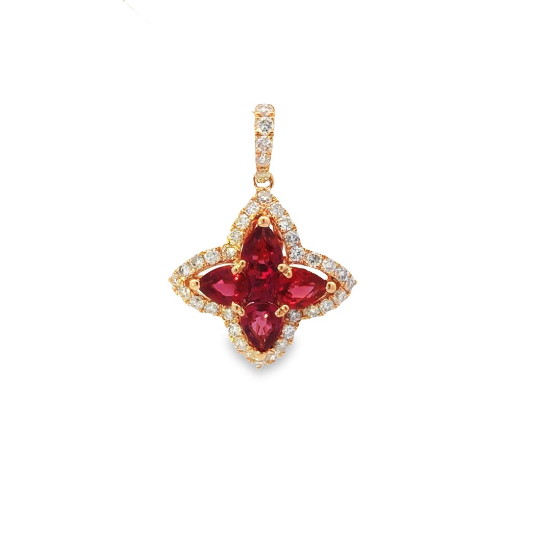 18K Rose Gold Ruby and Diamond Pendant