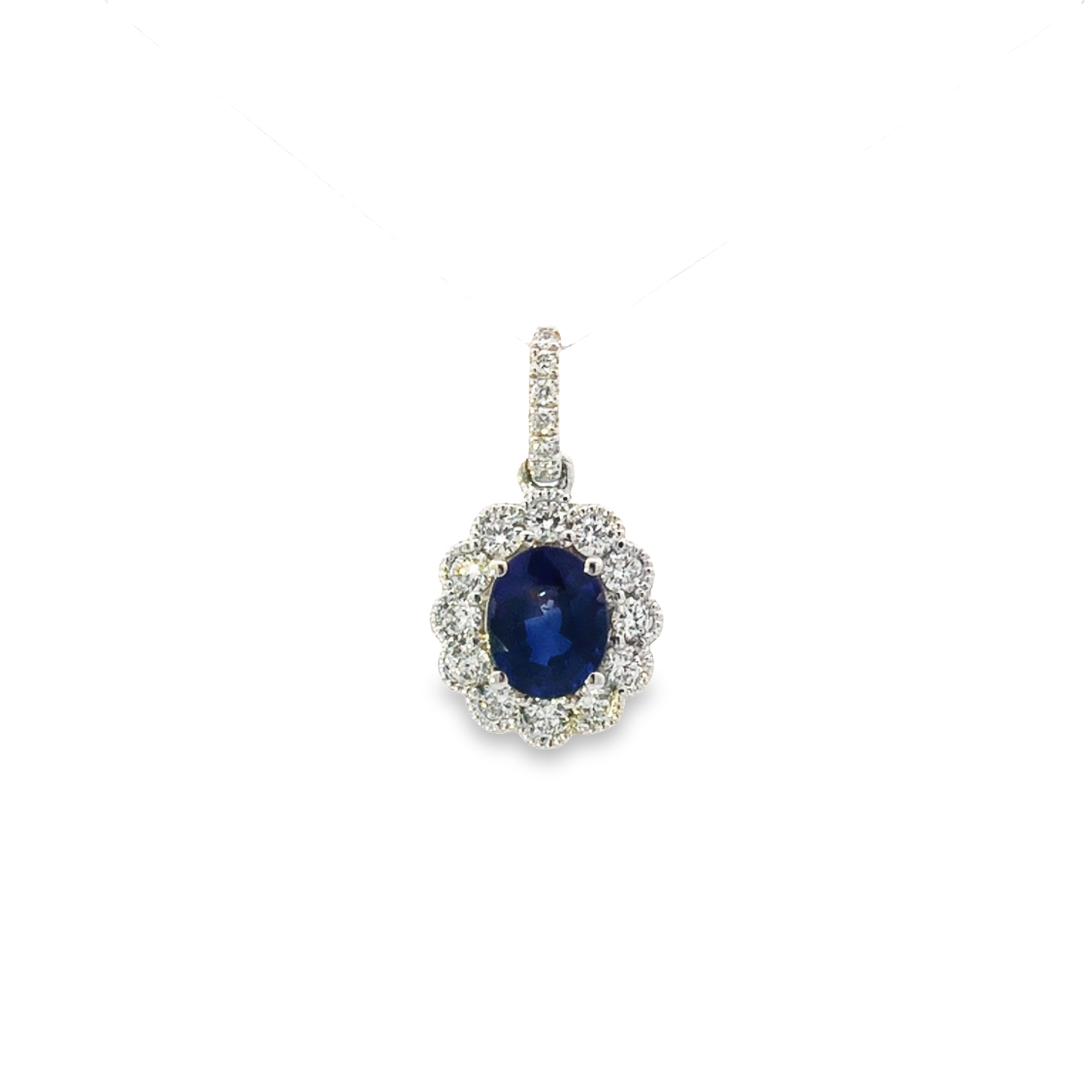 18K White Gold Sapphire and Diamond Pendant