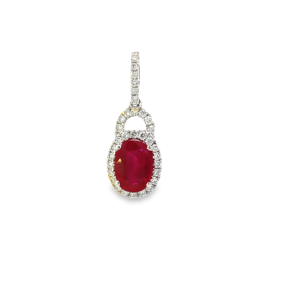 18K White Gold Ruby and Diamond Pendant