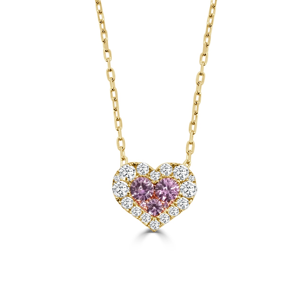 Frederic Sage 14K Yellow Gold Pink Sapphire Heart Pendant Necklace