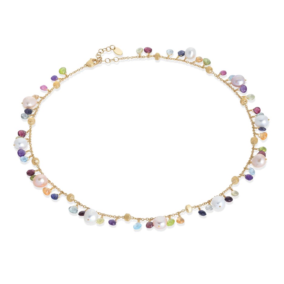Marco Bicego 18K Yellow Gold Necklace with Gemstones & Pearls Length 16.5