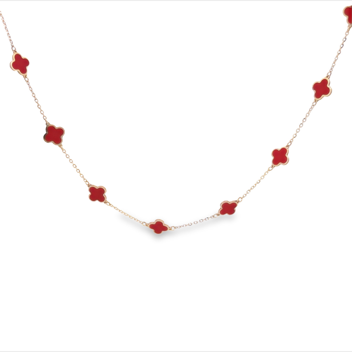 24K Yellow Gold Carnelian Station Necklace 18