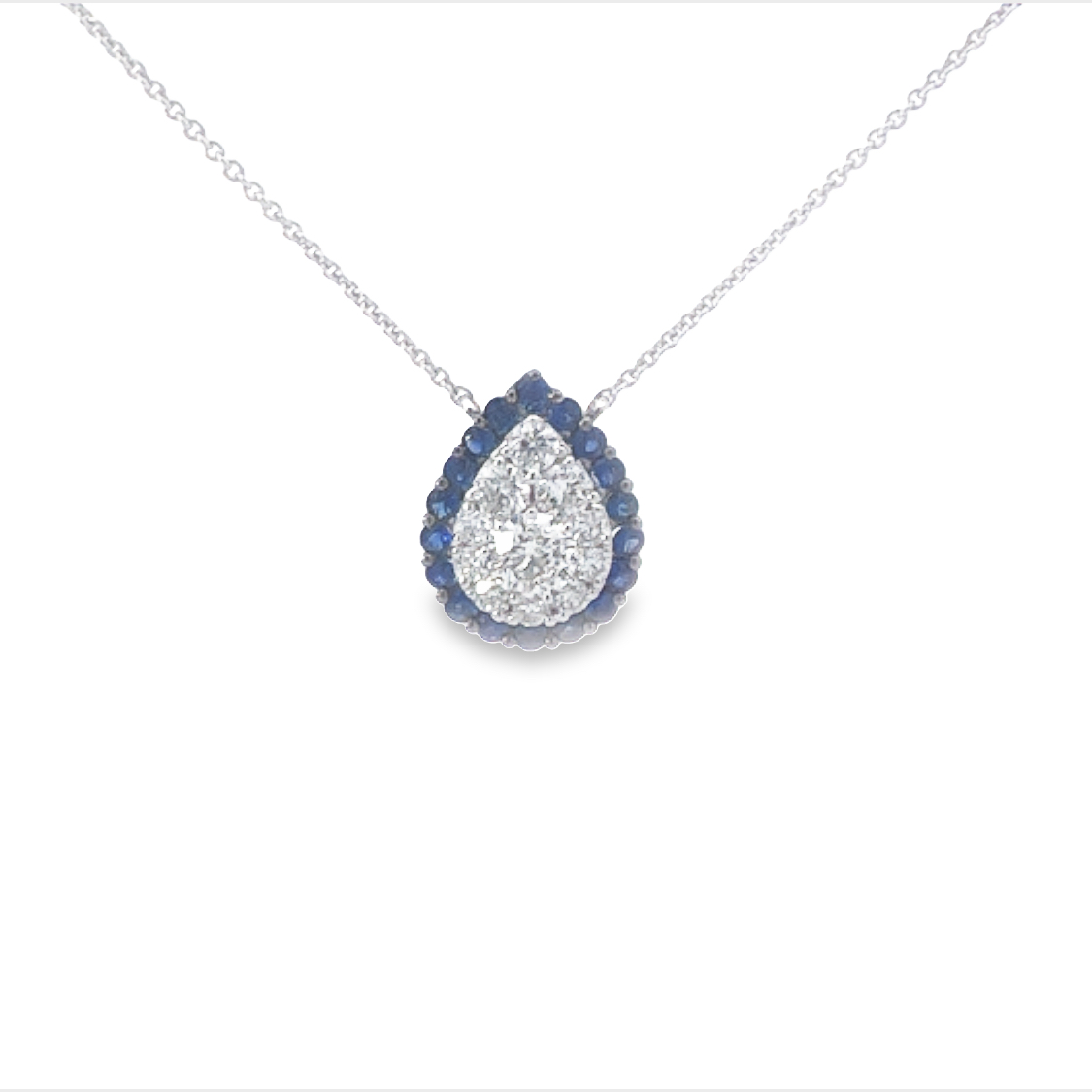 14K White Gold Diamond and Sapphire Necklace