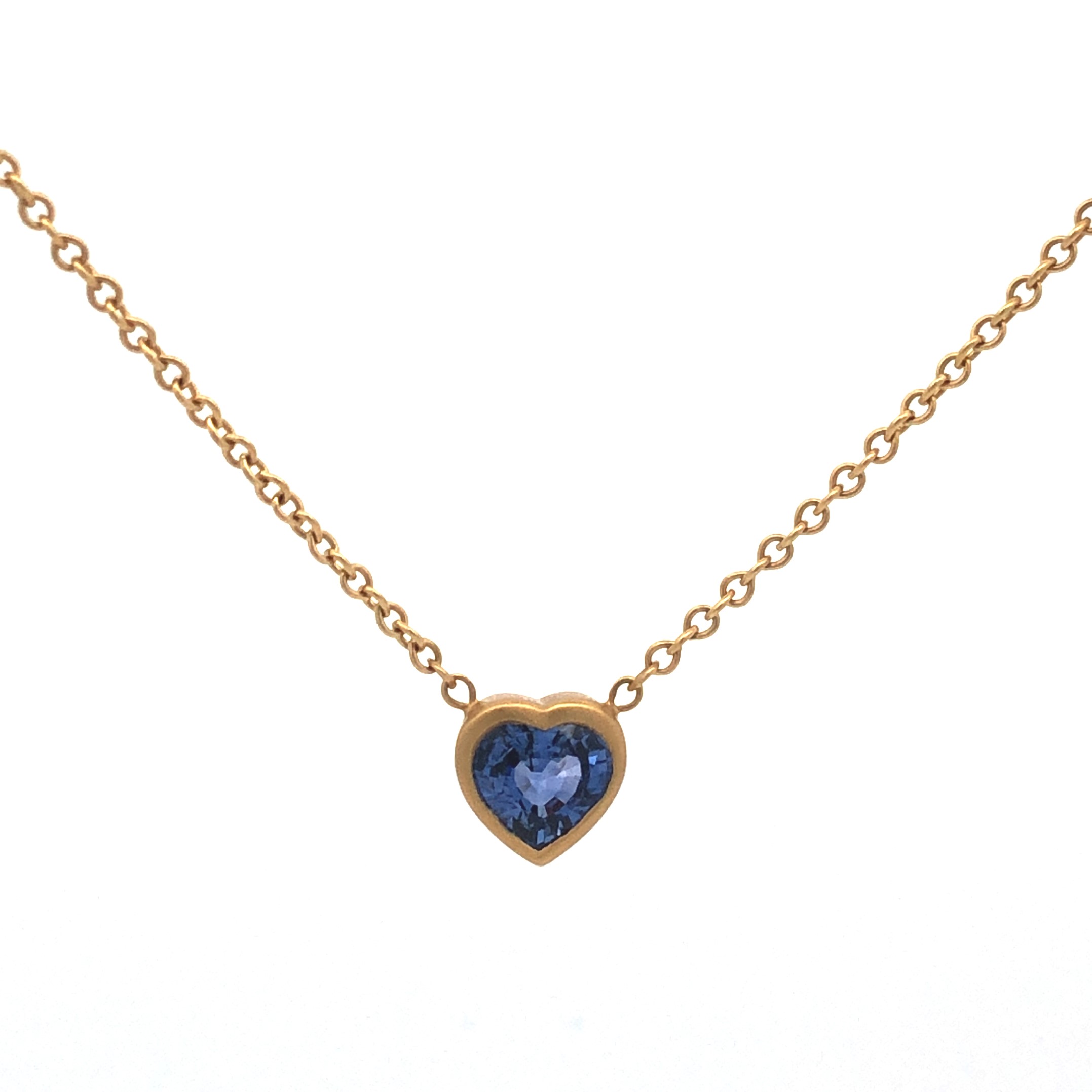 Kimberly Collins 18K Yellow Gold Sapphire Heart Bezel Necklace 002 235 2000245