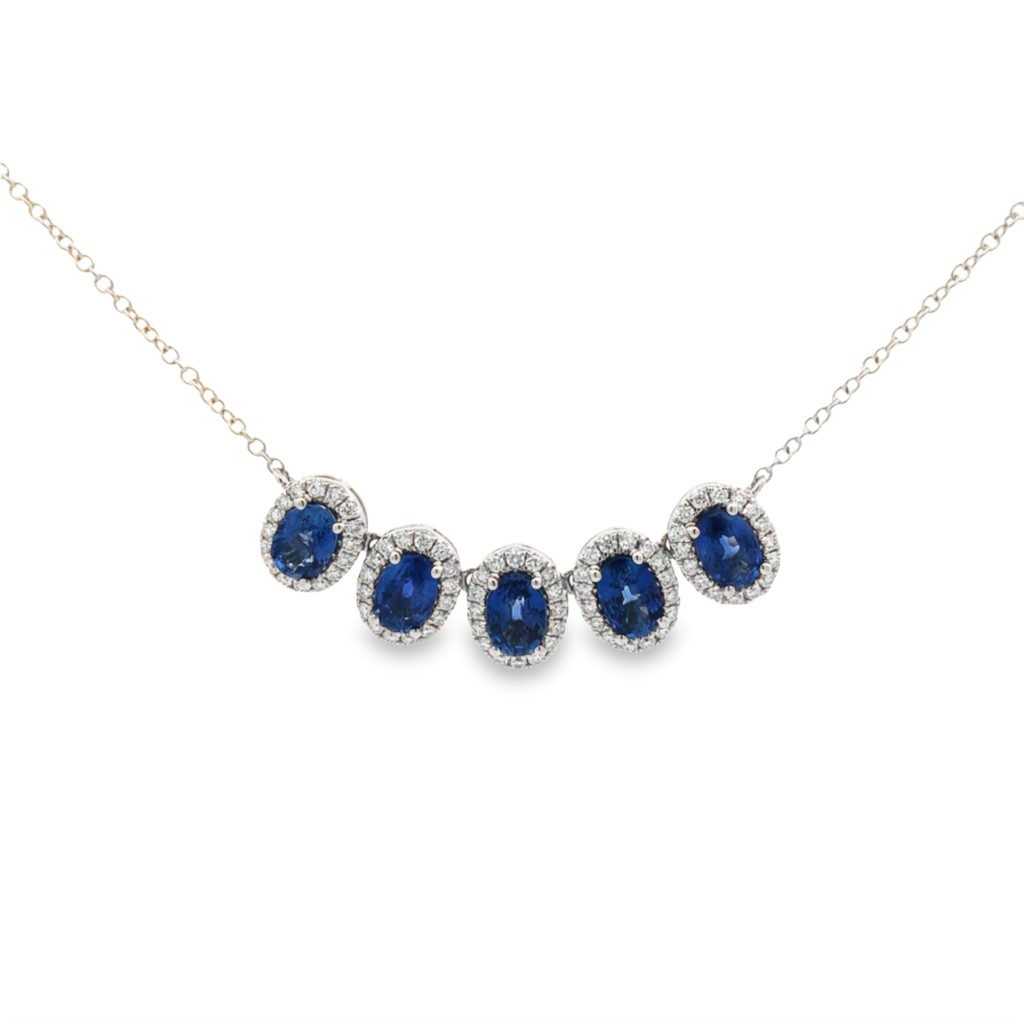 18K White Gold Sapphire and Diamond Necklace