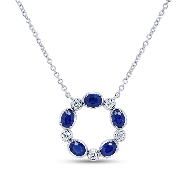 Uneek 18K White Gold Sapphire and Diamond Circle Necklace