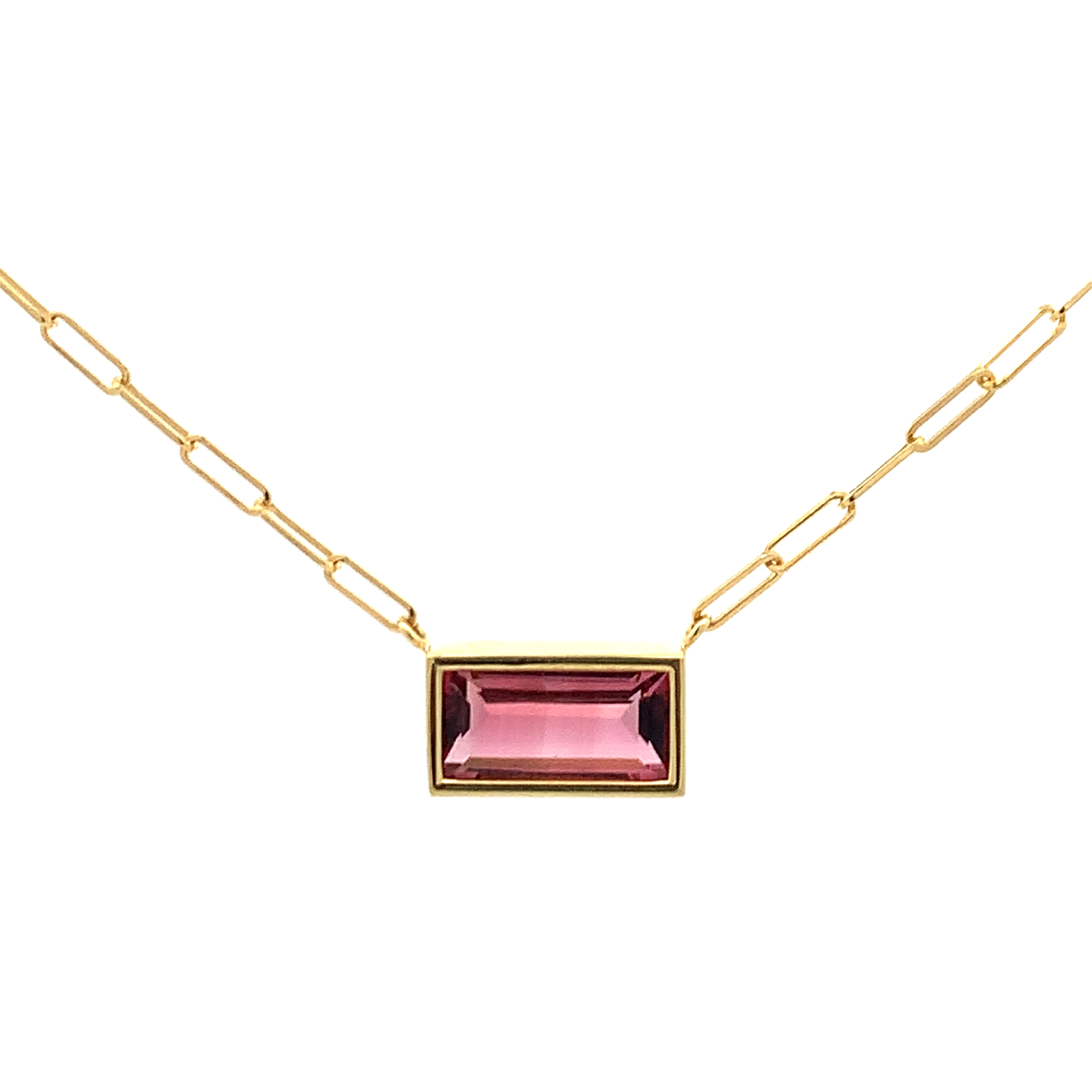 Lauren K 18K Yellow Gold Pink Tourmaline Bezel Necklace