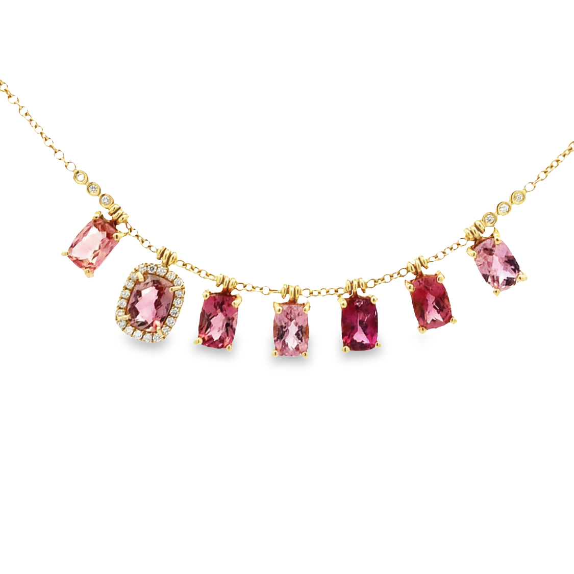 Lauren K 18K Yellow Gold Pink Tourmaline Fringe Necklace