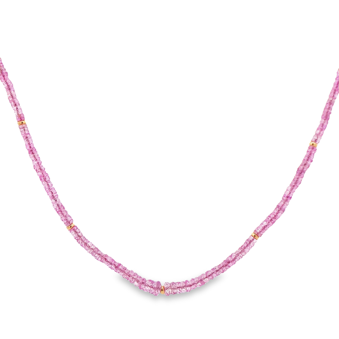 Lauren K 18K Yellow Gold Pink Sapphire Beaded Necklace