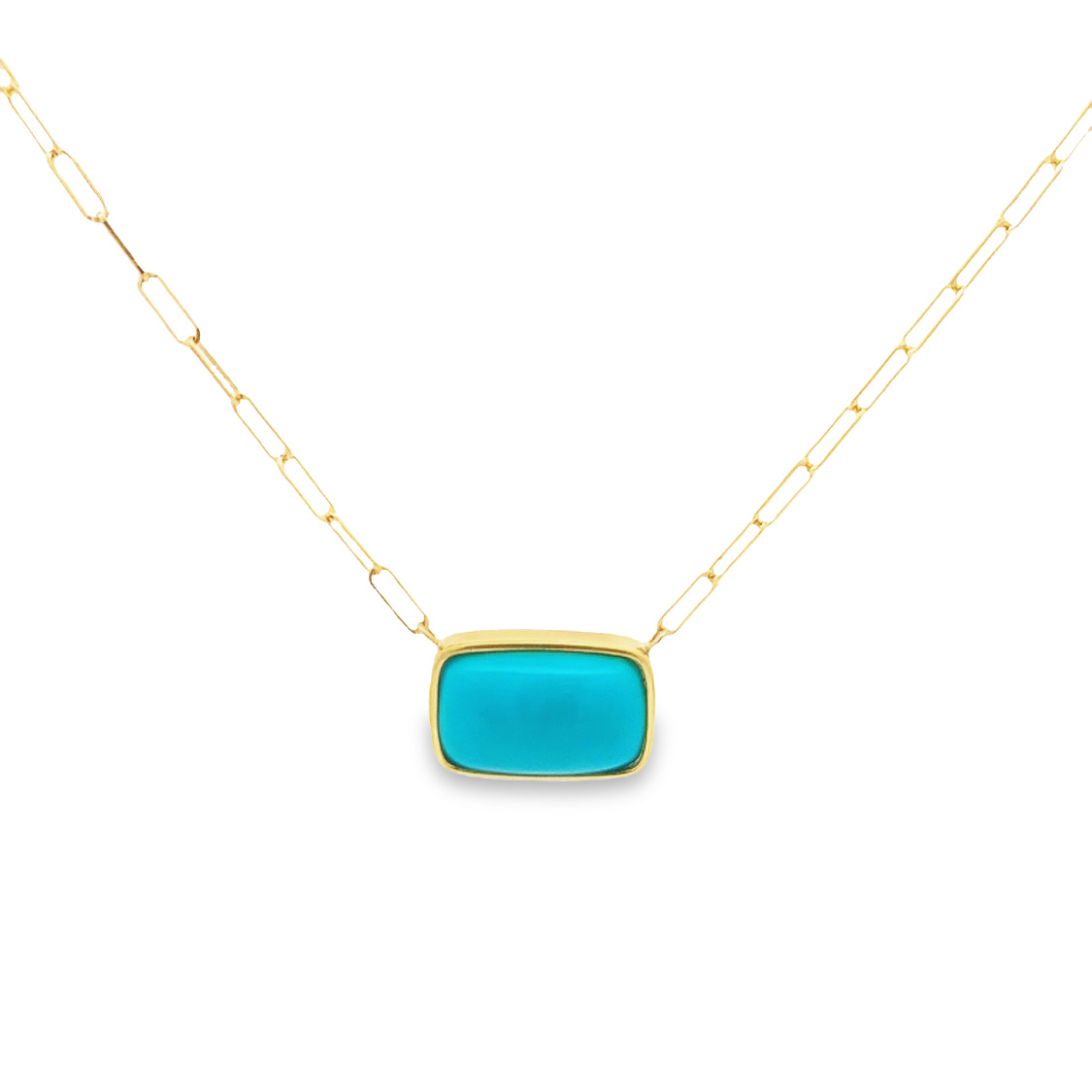 Lauren K 18K Yellow Gold Turquoise Bezel Necklace
