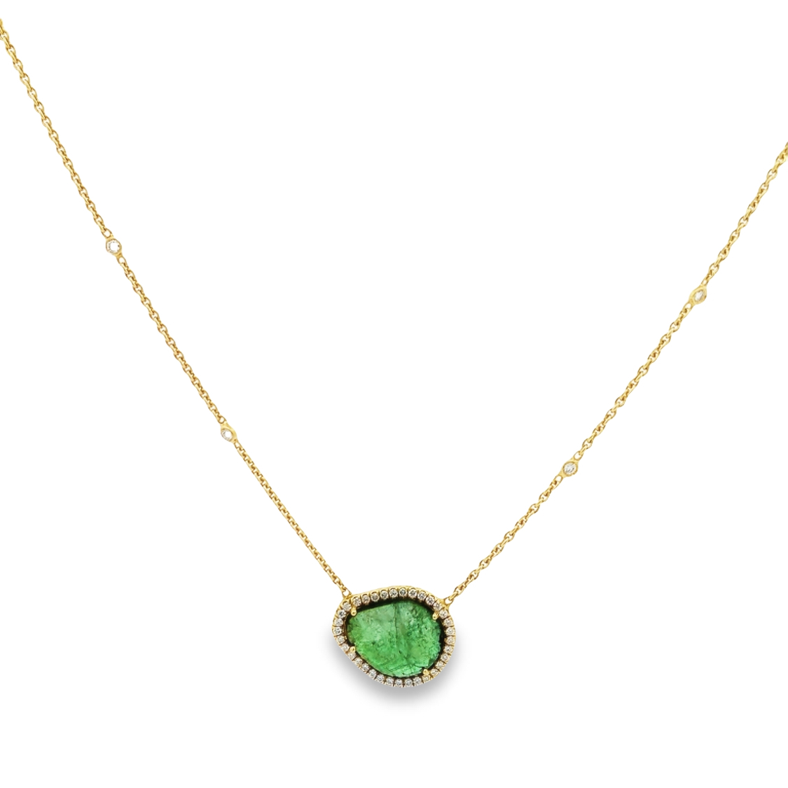 Lauren K 18K Yellow Gold Emerald and Diamond Necklace