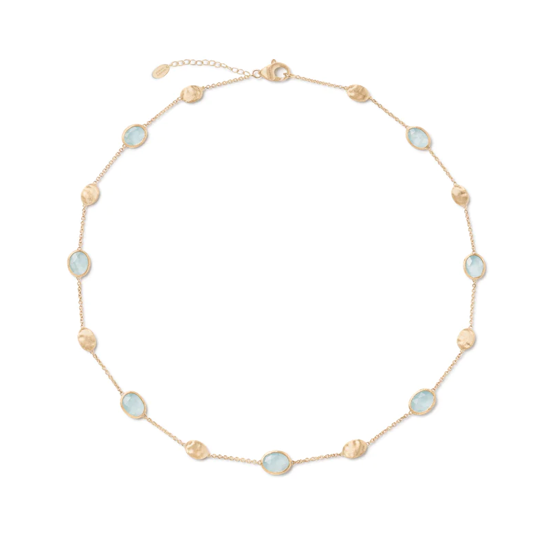 Marco Bicego 18K Yellow Gold Siviglia Collection Aquamarine Bead Stations Necklace