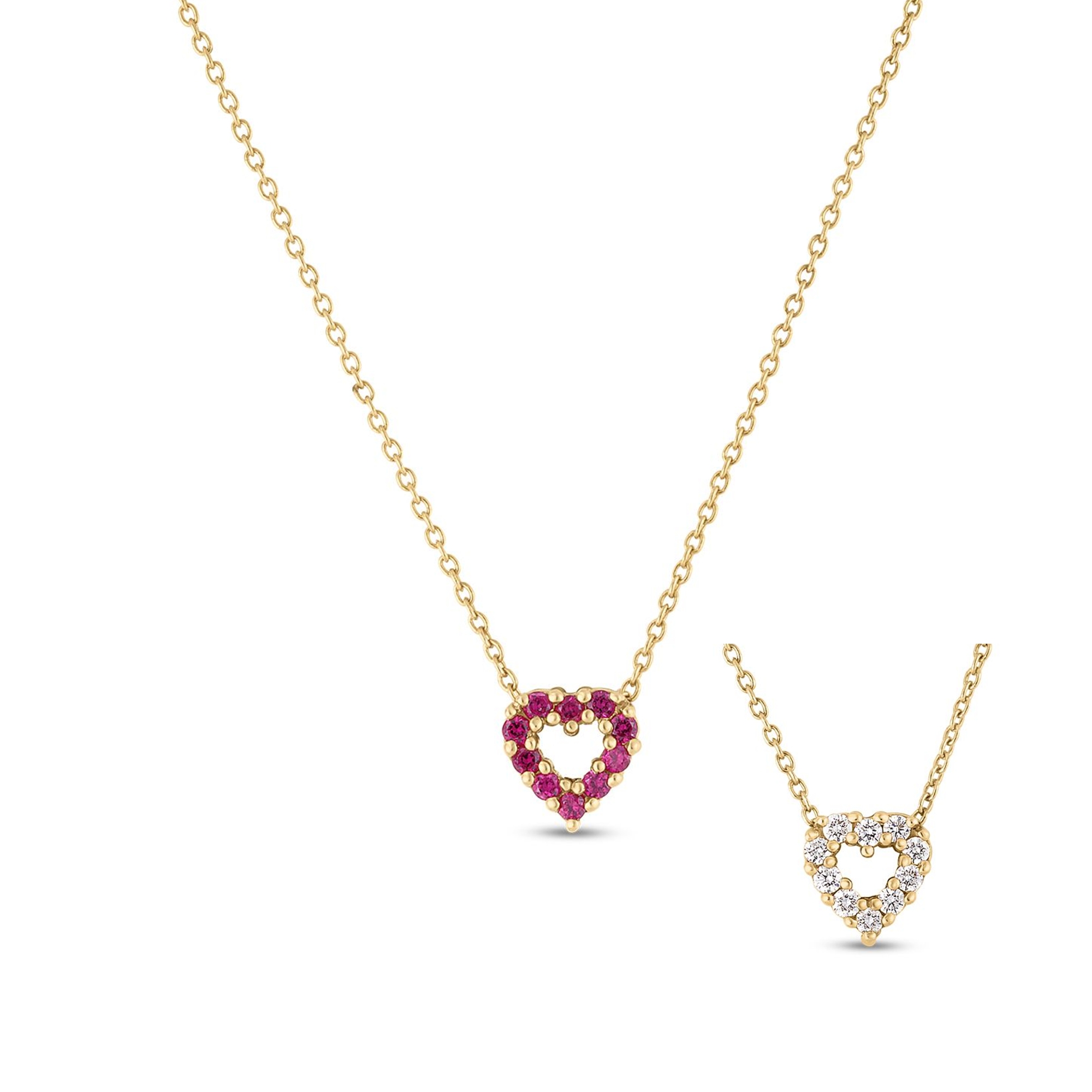 Roberto Coin 18K Yellow Gold Ruby and Diamond Heart Necklace