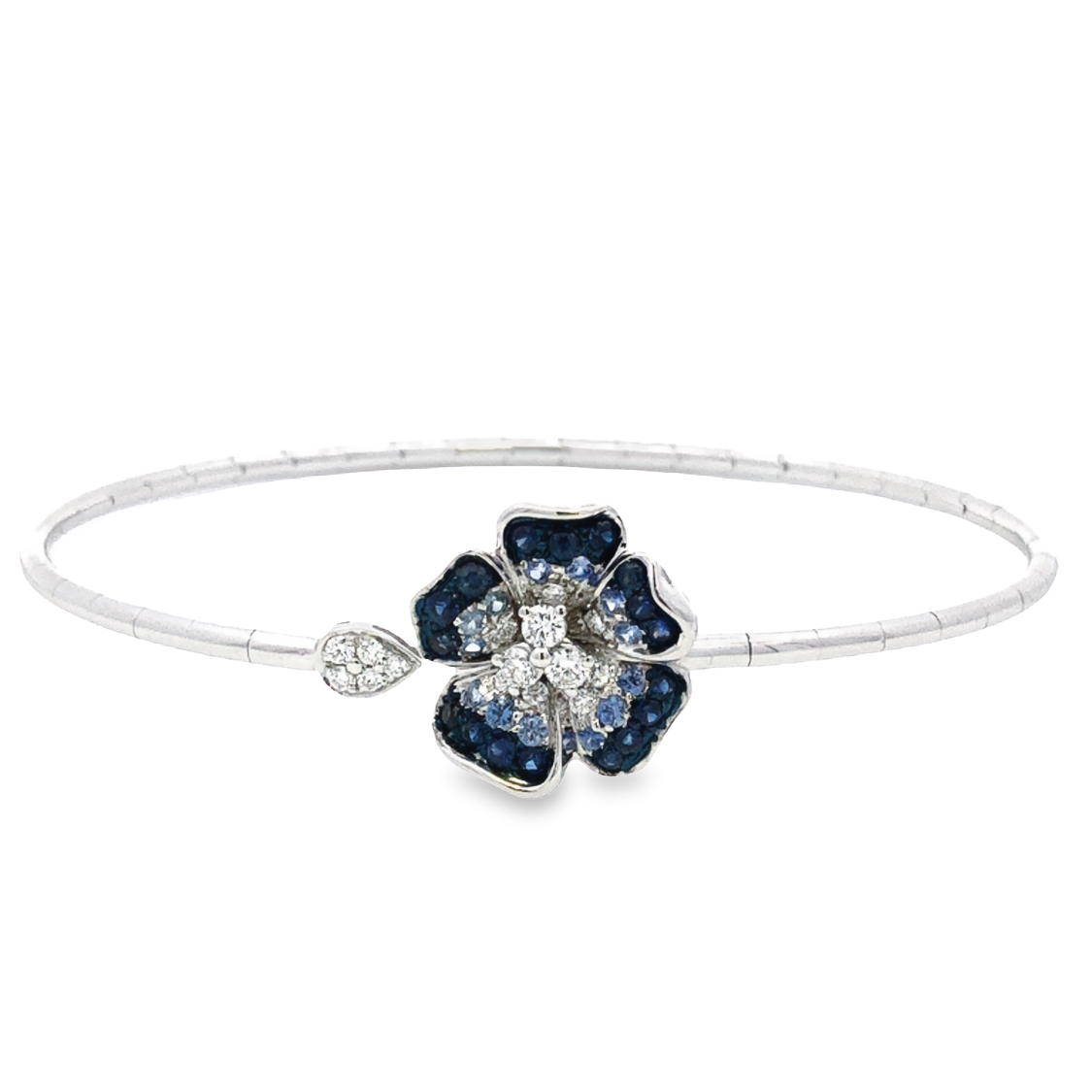 Leo Pizzo 18K White Gold Sapphire and Diamond Flower Bracelet
