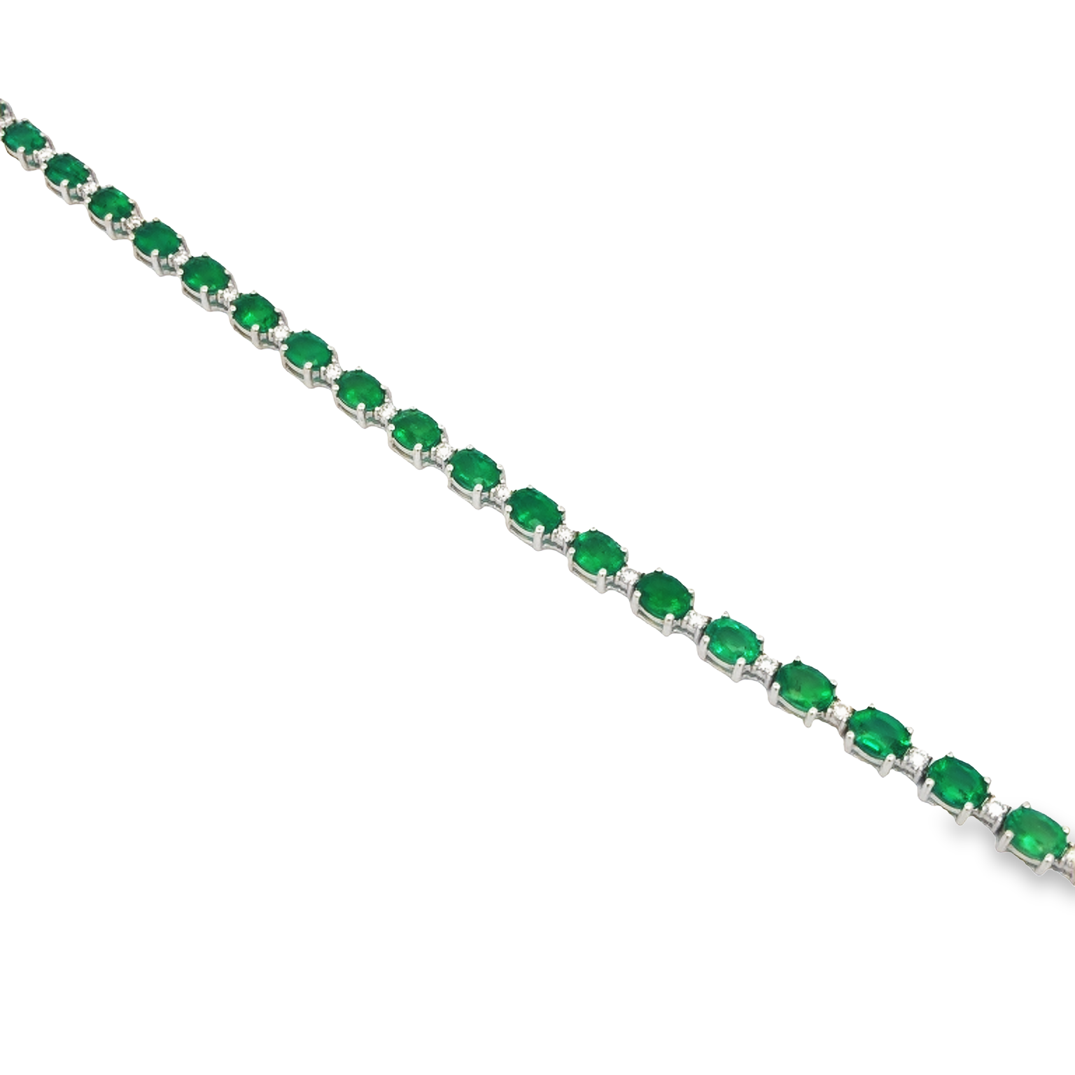 18K White Gold Emerald and Diamond Bracelet